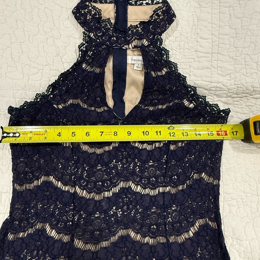 Francesca's Womens Navy Lace Dress with Nude Lining Size S - Picture 4 of 9